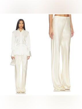 NWT EAVES Loretta Silk pants in Ivory